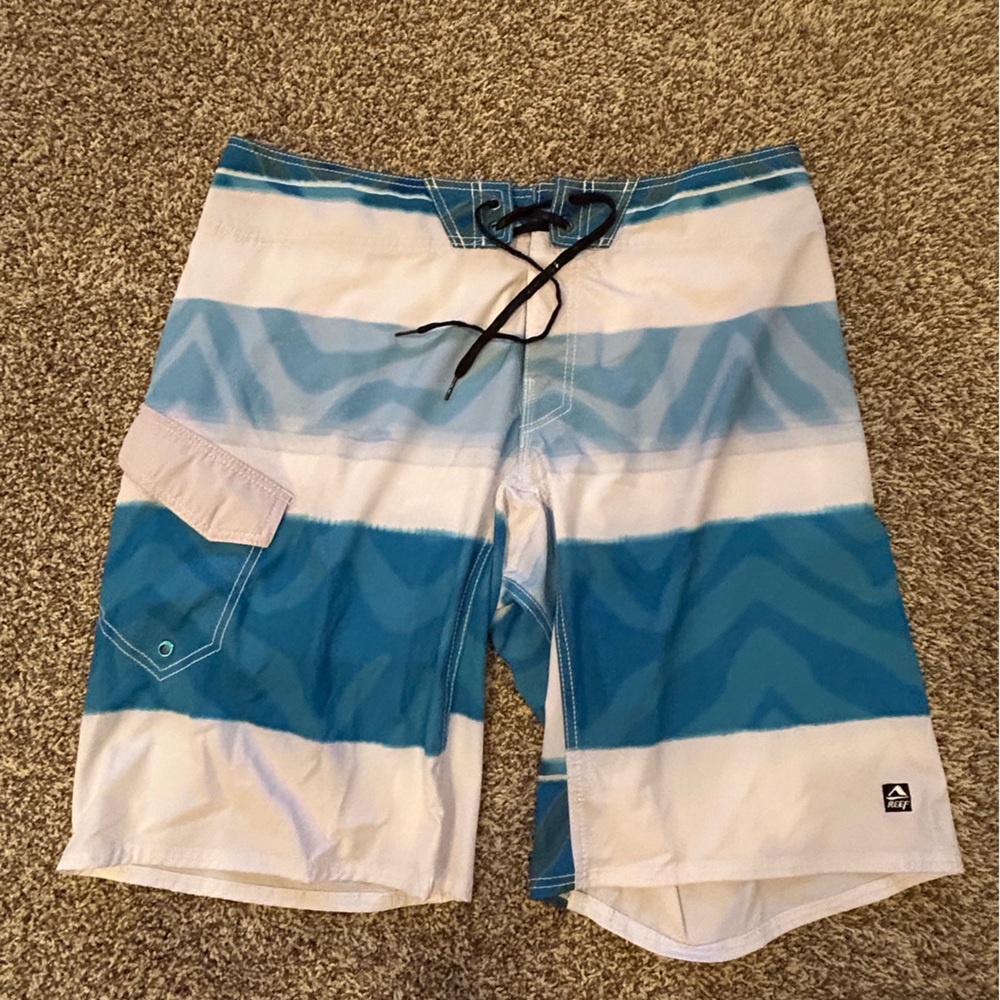Reef Ocean Blue and White Board Shorts